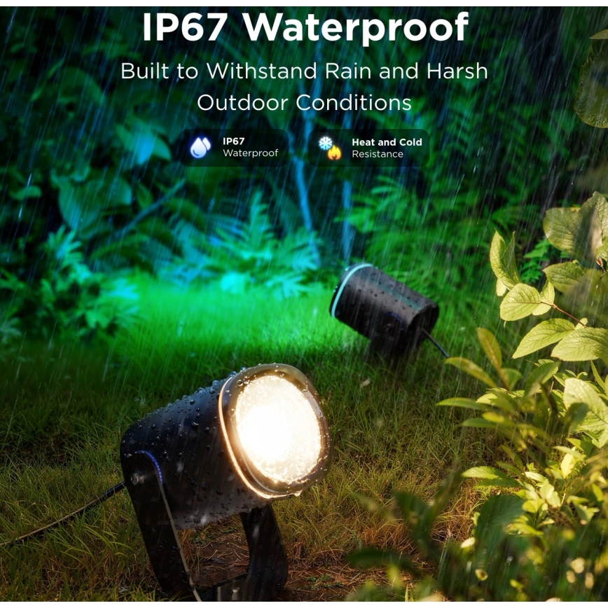 Govee - SET 2x LED RGBWW Zatemnitveni reflektor LED/12W/230V IP67 2700-6500K Wi-Fi