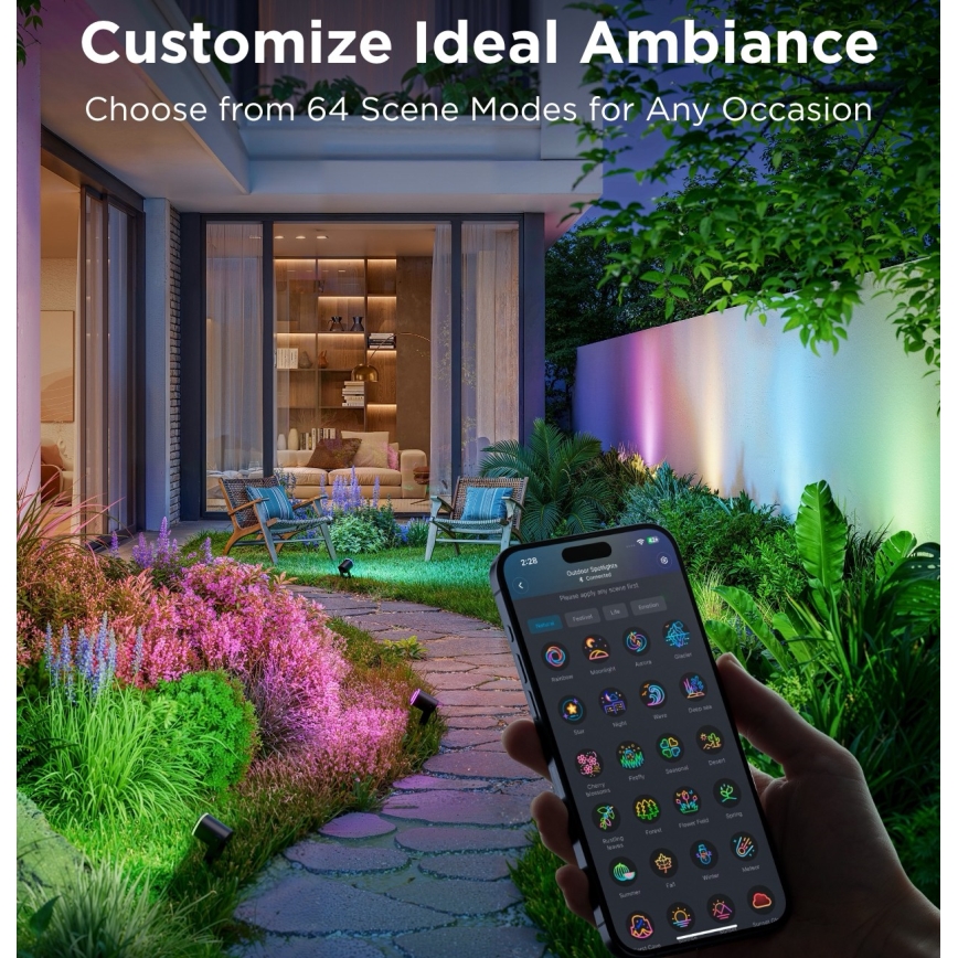 Govee - SET 2x LED RGBWW Zatemnitveni reflektor LED/12W/230V IP67 2700-6500K Wi-Fi