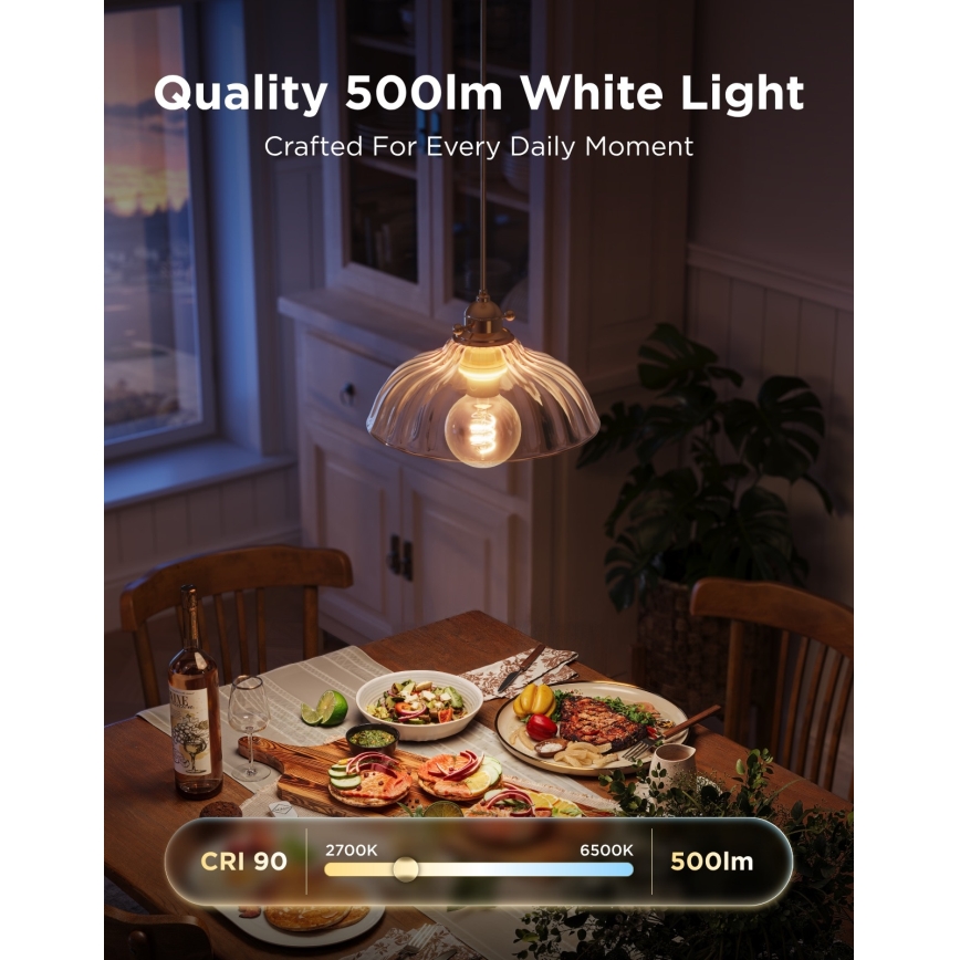 Govee - Zatemnljiva LED RGBWW žarnica Smart MATTER G80 E27/5W/230V 2700-6500K Wi-Fi