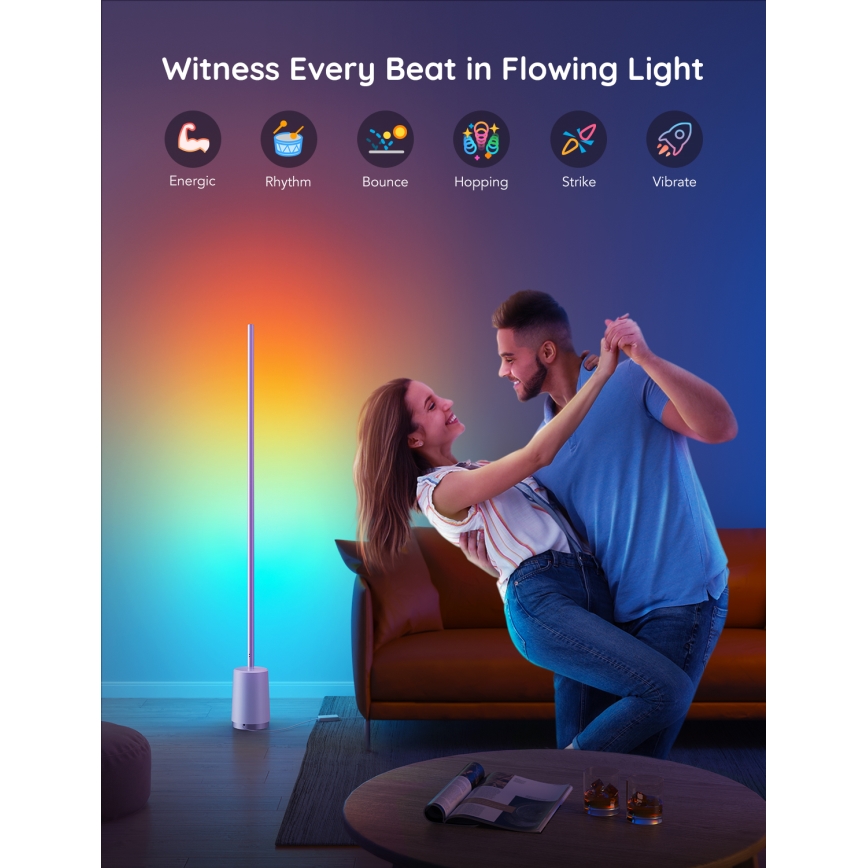 Govee - LED Zatemnitvena talna svetilka Lyra Smart RGBICWW 2200-6500K Wi-Fi + Daljinski upravljalnik