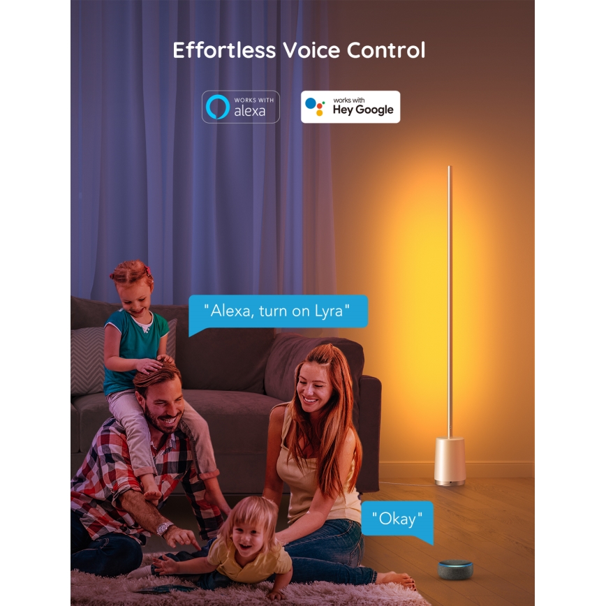 Govee - LED Zatemnitvena talna svetilka Lyra Smart RGBICWW 2200-6500K Wi-Fi + Daljinski upravljalnik