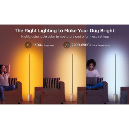 Govee - LED Zatemnitvena talna svetilka Lyra Smart RGBICWW 2200-6500K Wi-Fi + Daljinski upravljalnik