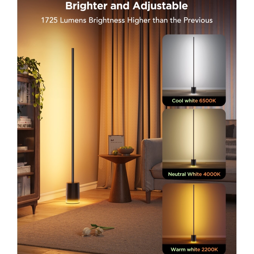 Govee - LED Zatemnitvena talna svetilka Smart MATTER LED RGBICWW 2200-6500K Wi-Fi + Daljinski upravljalnik