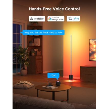 Govee - LED Zatemnitvena talna svetilka Smart MATTER LED RGBICWW 2200-6500K Wi-Fi + Daljinski upravljalnik