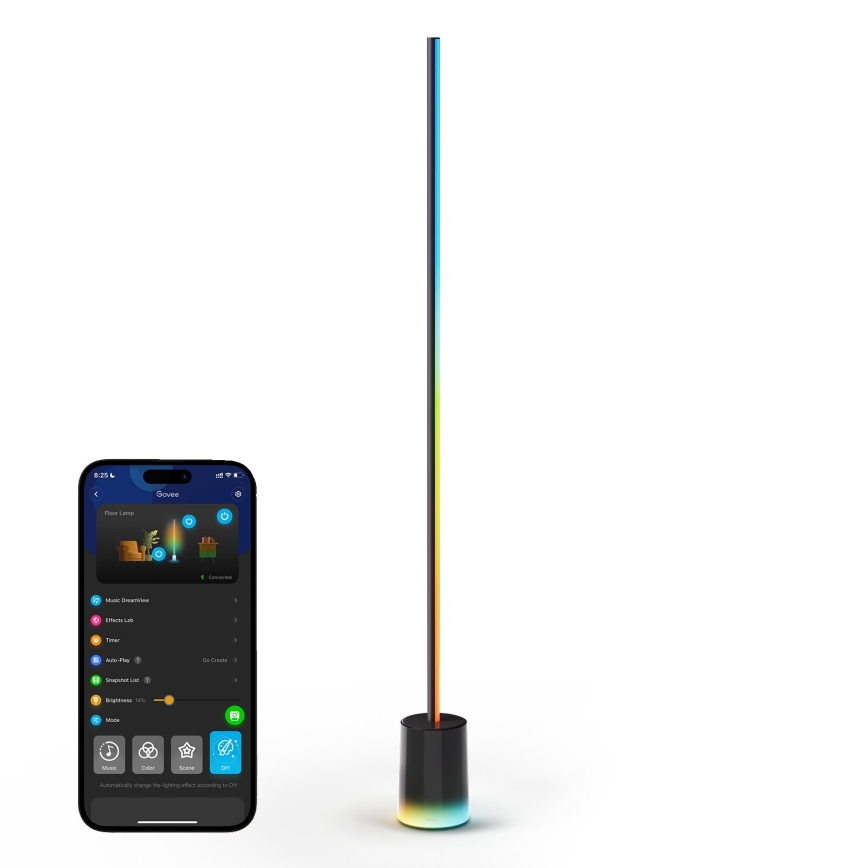 Govee - LED Zatemnitvena talna svetilka Smart MATTER LED RGBICWW 2200-6500K Wi-Fi + Daljinski upravljalnik