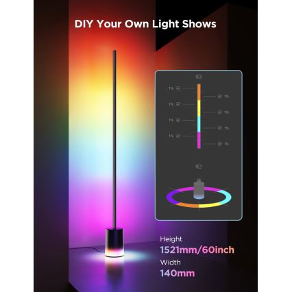 Govee - LED Zatemnitvena talna svetilka Smart MATTER LED RGBICWW 2200-6500K Wi-Fi + Daljinski upravljalnik