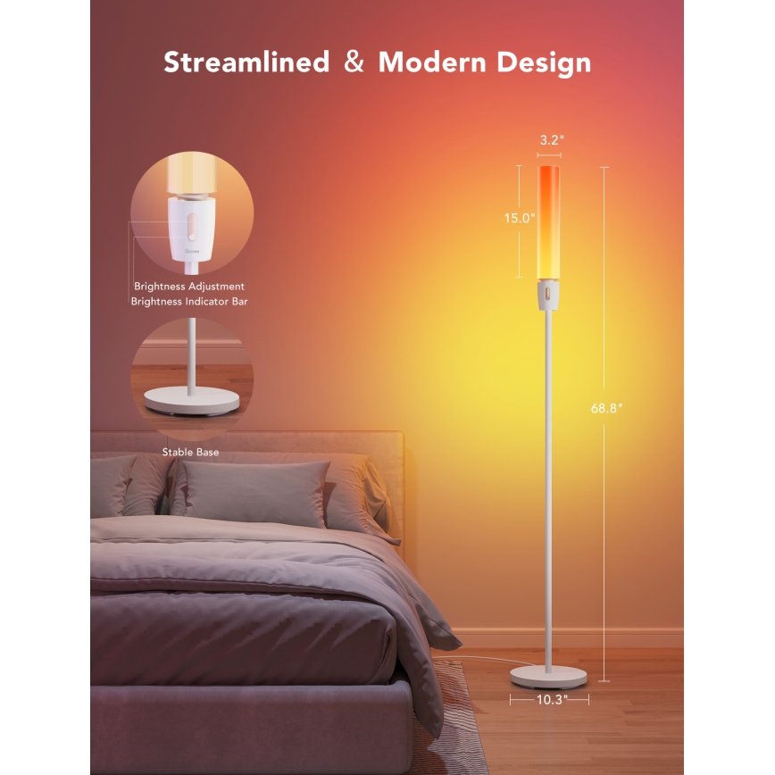 Govee - LED Zatemnitvena talna svetilka CYLINDER SMART RGBICWW 2200-6500K