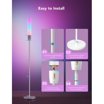 Govee - LED Zatemnitvena talna svetilka CYLINDER SMART RGBICWW 2200-6500K