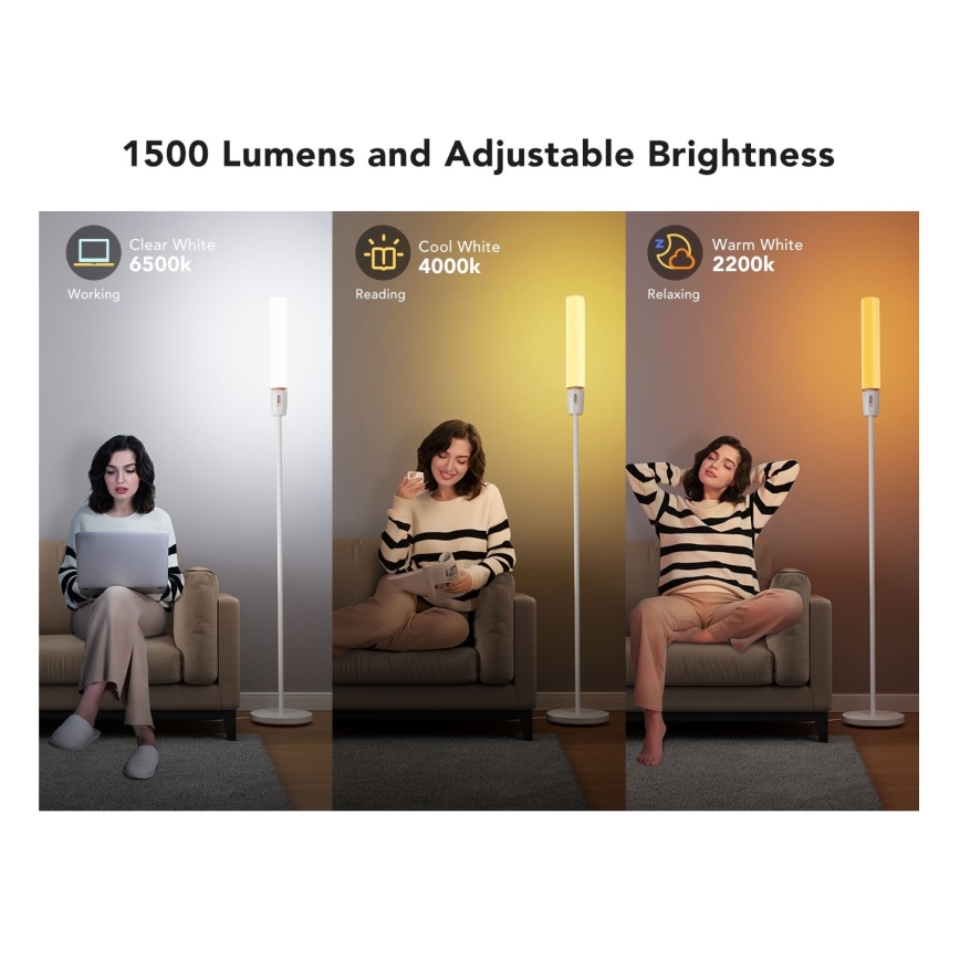 Govee - LED Zatemnitvena talna svetilka CYLINDER SMART RGBICWW 2200-6500K