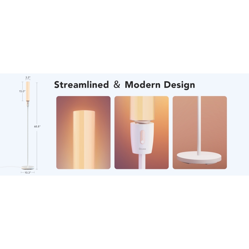 Govee - LED Zatemnitvena talna svetilka CYLINDER SMART RGBICWW 2200-6500K