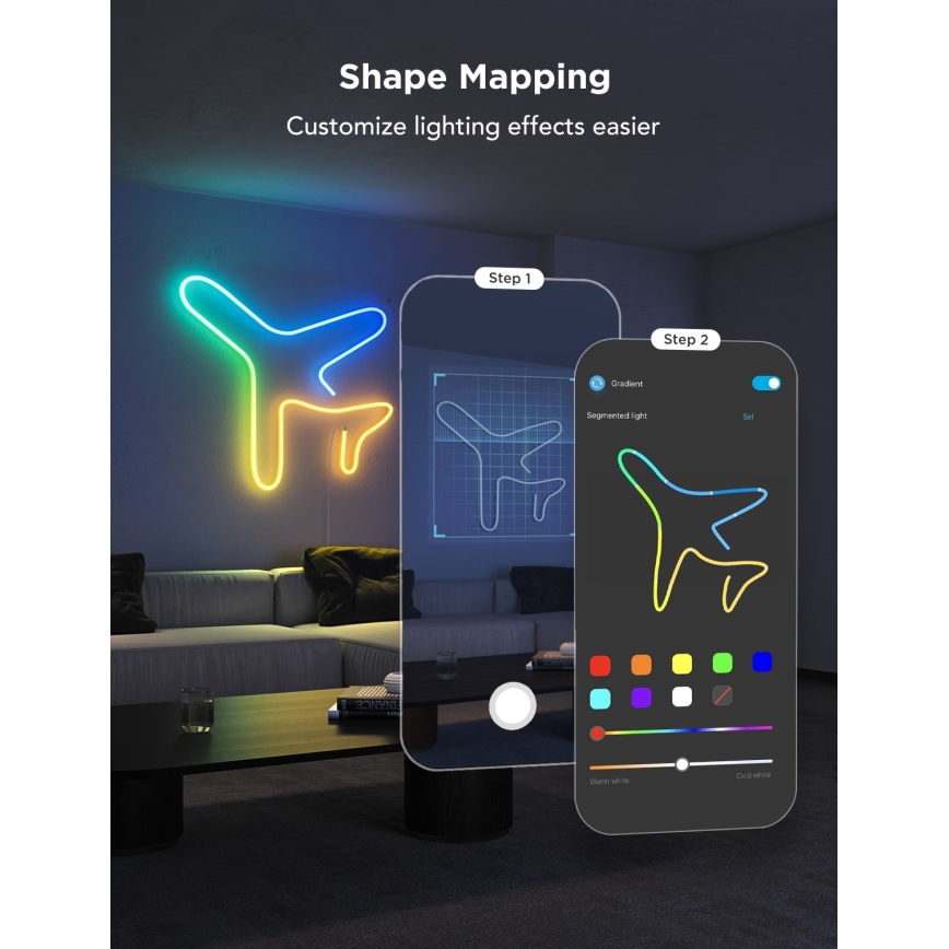 Govee - Neon 2 MATTER upogljiv LED trak 3m RGBIC Wi-Fi IP67