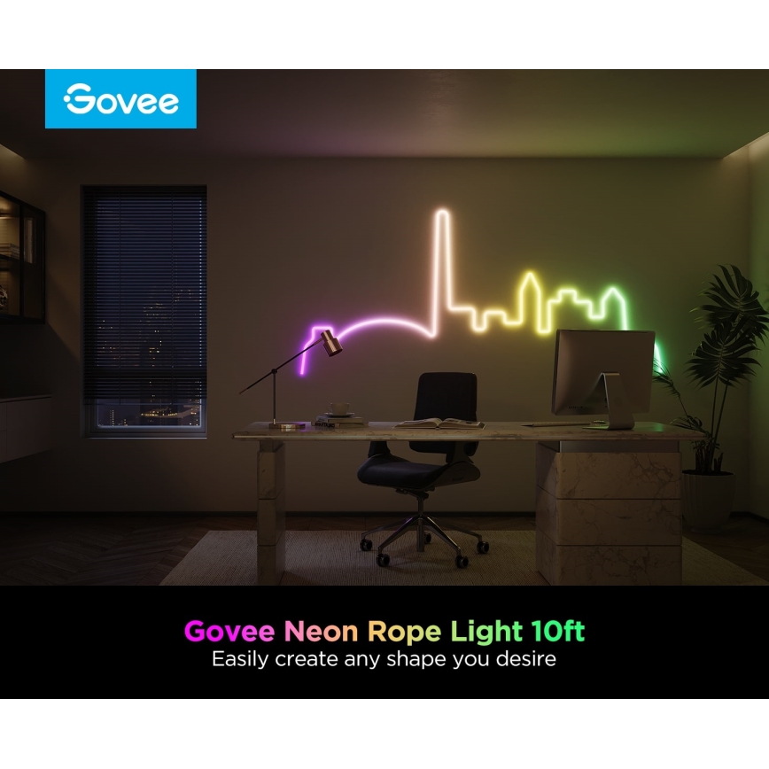 Govee - Neon 2 MATTER upogljiv LED trak 3m RGBIC Wi-Fi IP67