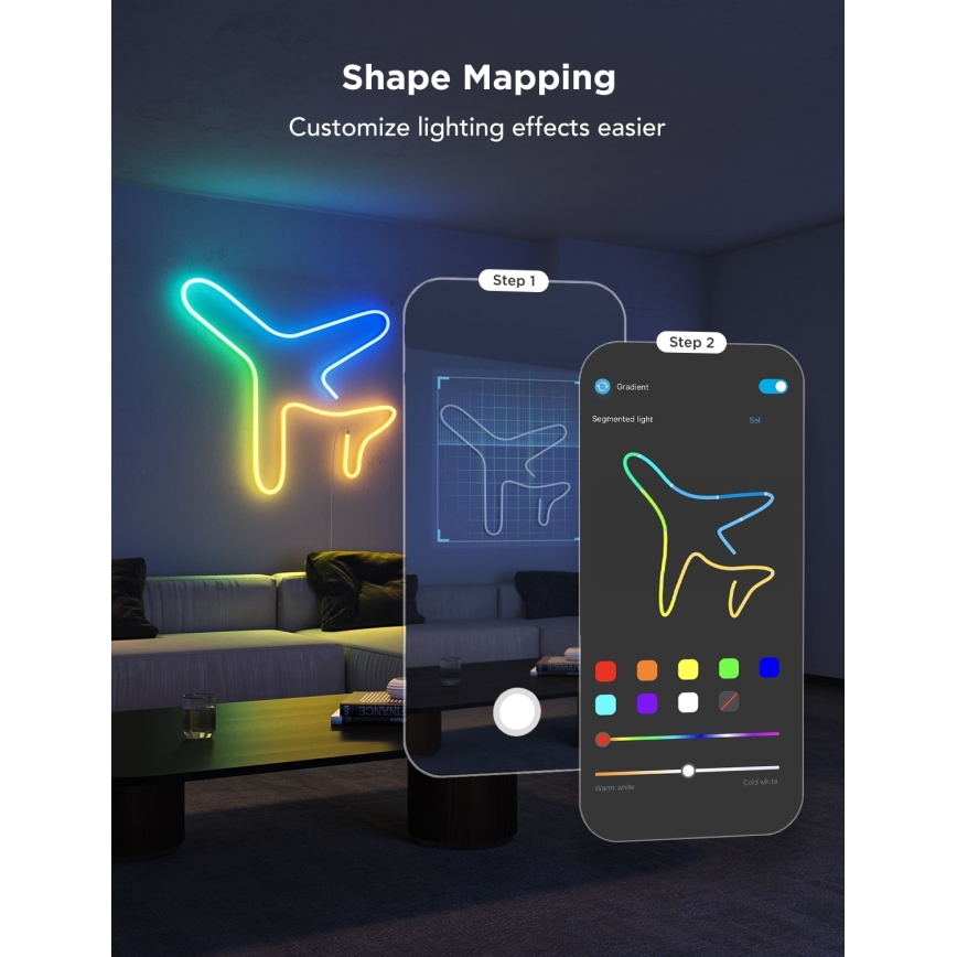 Govee - Neon 2 MATTER upogljiv LED trak 5m RGBIC Wi-Fi IP67