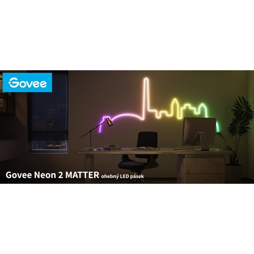 Govee - Neon 2 MATTER upogljiv LED trak 5m RGBIC Wi-Fi IP67