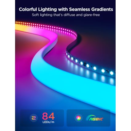 Govee - Neon MATTER LED corner tračni 5m RGBIC Wi-Fi