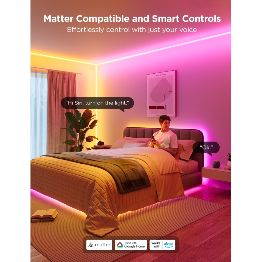 Govee - Neon MATTER LED corner tračni 5m RGBIC Wi-Fi