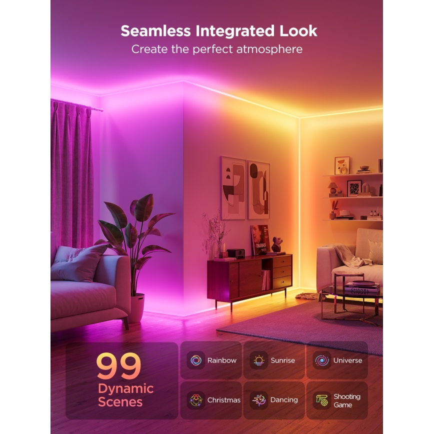 Govee - Neon MATTER LED corner tračni 5m RGBIC Wi-Fi