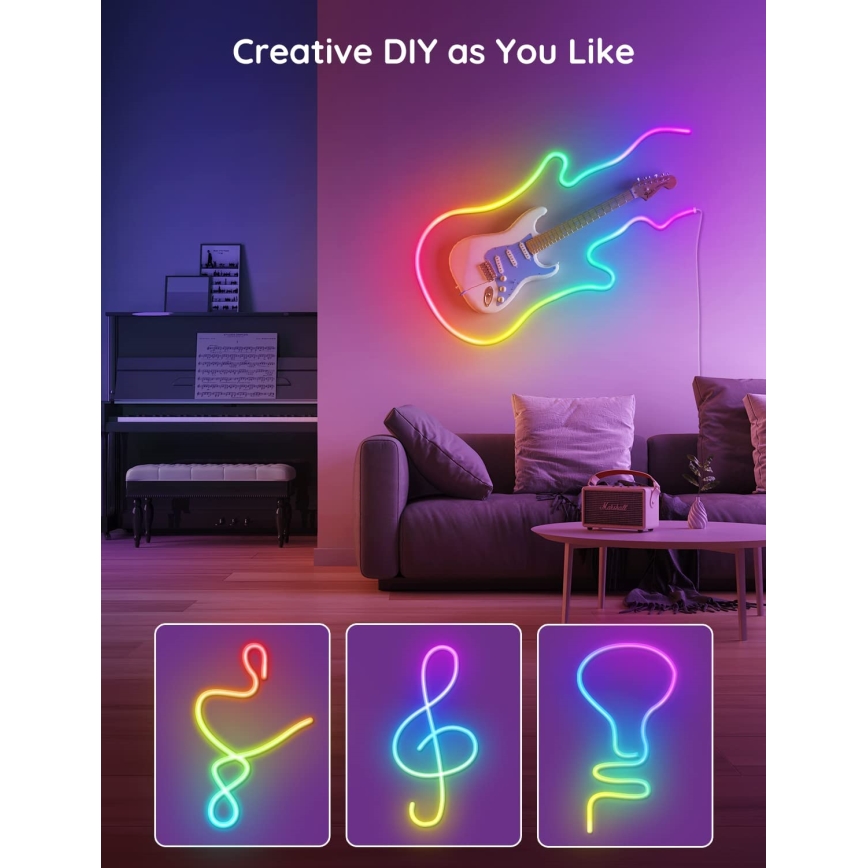 Govee - Neon SMART upogljiv LED trak RGBIC 2m Wi-Fi IP67