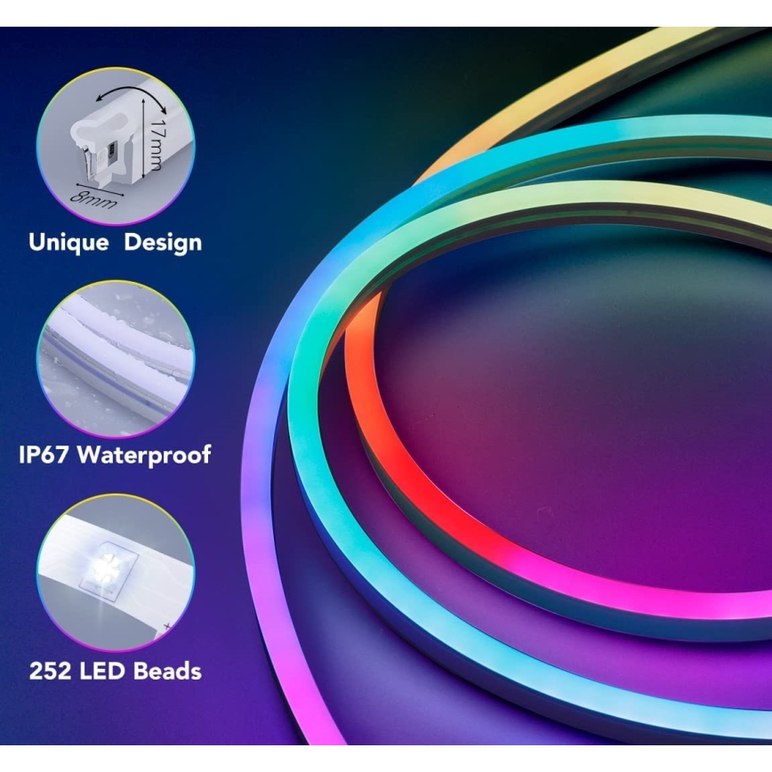 Govee - Neon SMART upogljiv LED trak RGBIC 2m Wi-Fi IP67