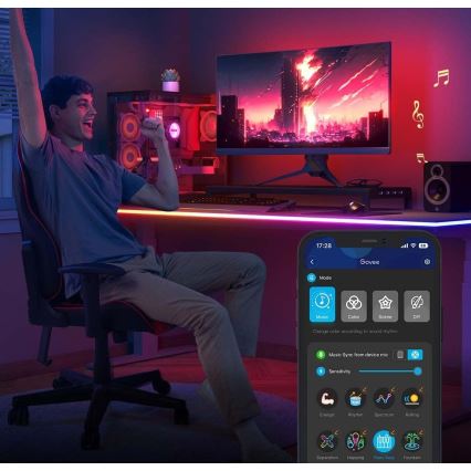 Govee - Neonska LED osvetlitev mize 3m RGBIC Wi-Fi