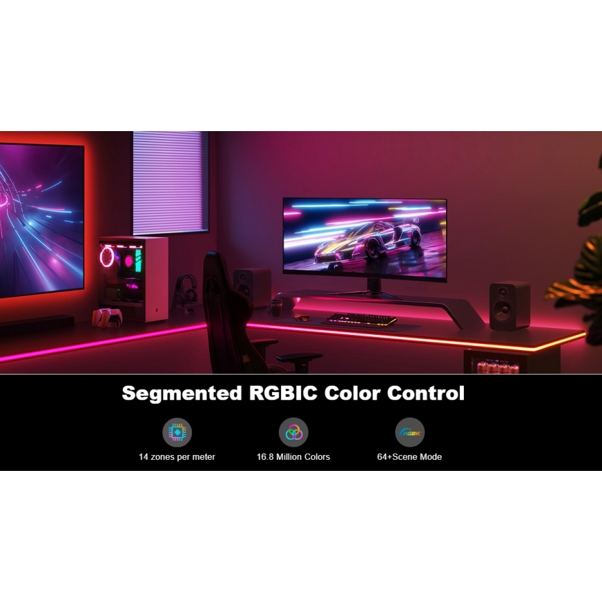 Govee - Neonska LED osvetlitev mize 3m RGBIC Wi-Fi