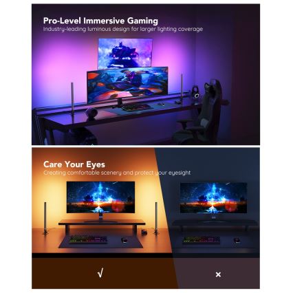 Govee - Pametni igralniški Wi‑Fi LED paneli + pametni dvojni krmilnik, v beli barvi (Wi‑Fi)