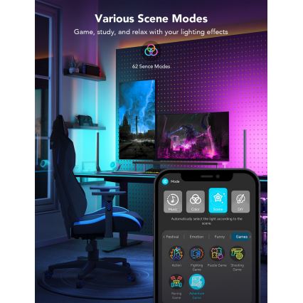 Govee - Pametni igralniški Wi‑Fi LED paneli + pametni dvojni krmilnik, v beli barvi (Wi‑Fi)