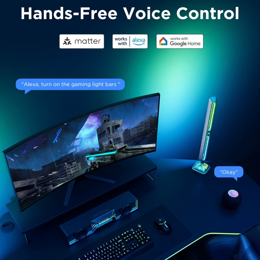 Govee - Pametni RGBIC Gaming Pro svetlobni paneli Matter Wi-Fi