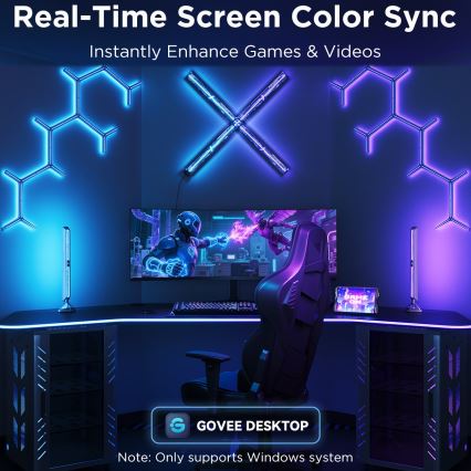 Govee - Pametni RGBIC Gaming Pro svetlobni paneli Matter Wi-Fi