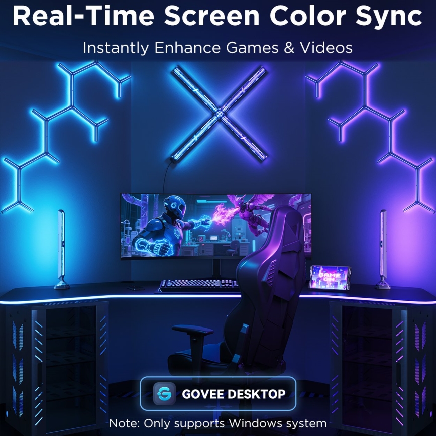 Govee - Pametni RGBIC Gaming Pro svetlobni paneli Matter Wi-Fi