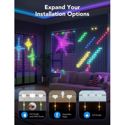 Govee - RGBIC Zavesna svetilka 520 LED 1,5x2m Wi-Fi IP65