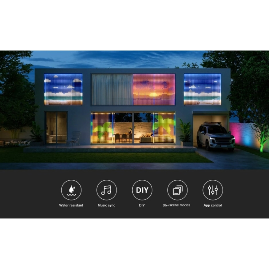 Govee - RGBIC Zavesna svetilka 520 LED 1,5x2m Wi-Fi IP65