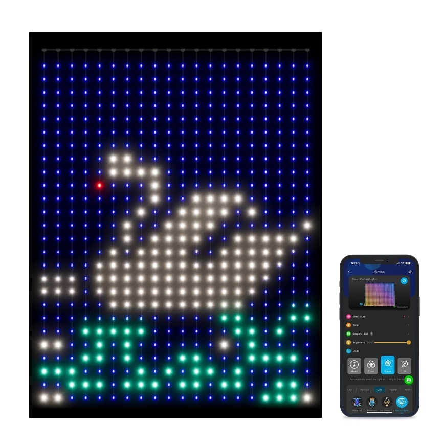 Govee - RGBIC Zavesna svetilka 520 LED 1,5x2m Wi-Fi IP65