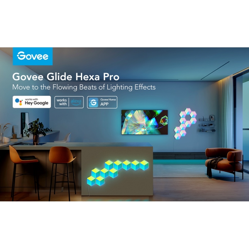 Govee - SET 10x LED Svetilka Glide Hexa Pro LED Smart RGBIC Wi-Fi