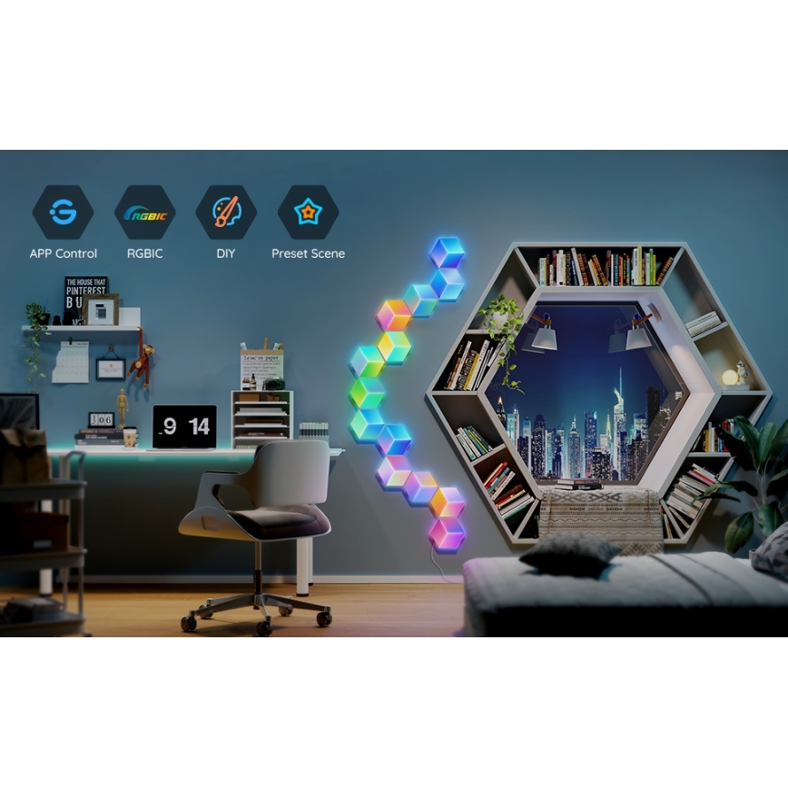 Govee - SET 10x LED Svetilka Glide Hexa Pro LED Smart RGBIC Wi-Fi