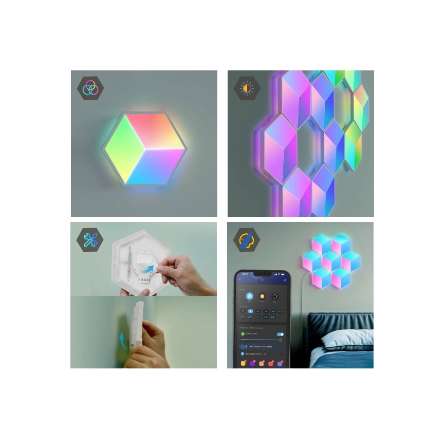 Govee - SET 10x LED Svetilka Glide Hexa Pro LED Smart RGBIC Wi-Fi