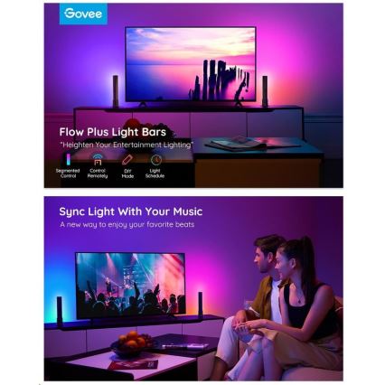 Govee - SET 2x Flow Plus SMART LED TV & Gaming - RGBICWW Wi-Fi