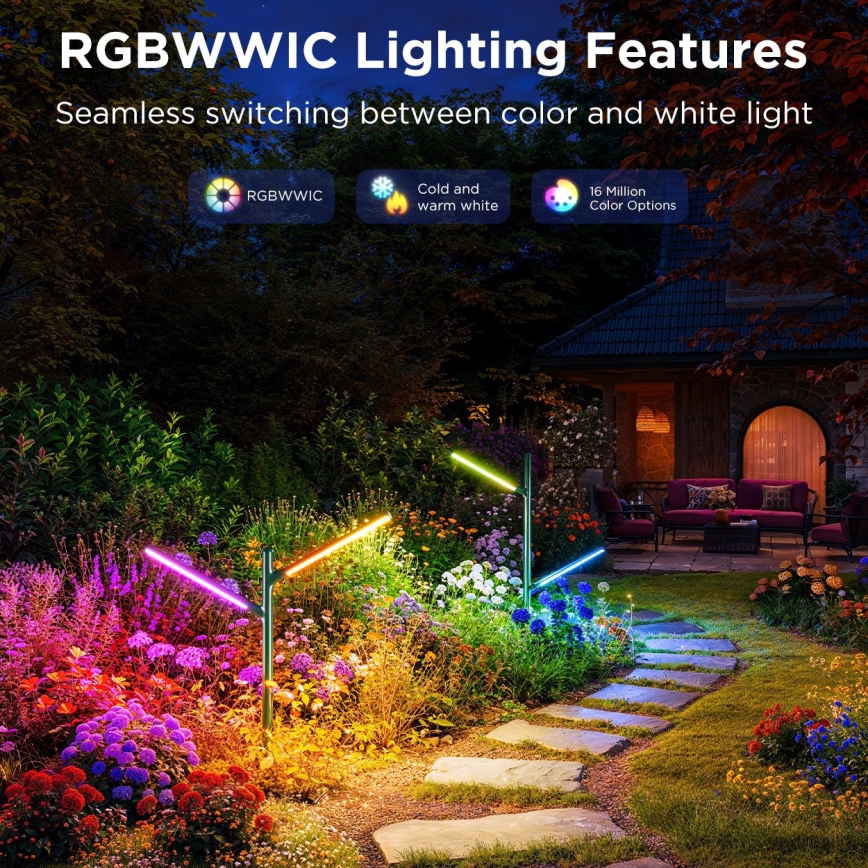 Govee - SET 2x LED RGBICWW Zatemnitvena zunanja svetilka LED/18W/230V IP66 2700-6500K Wi-Fi