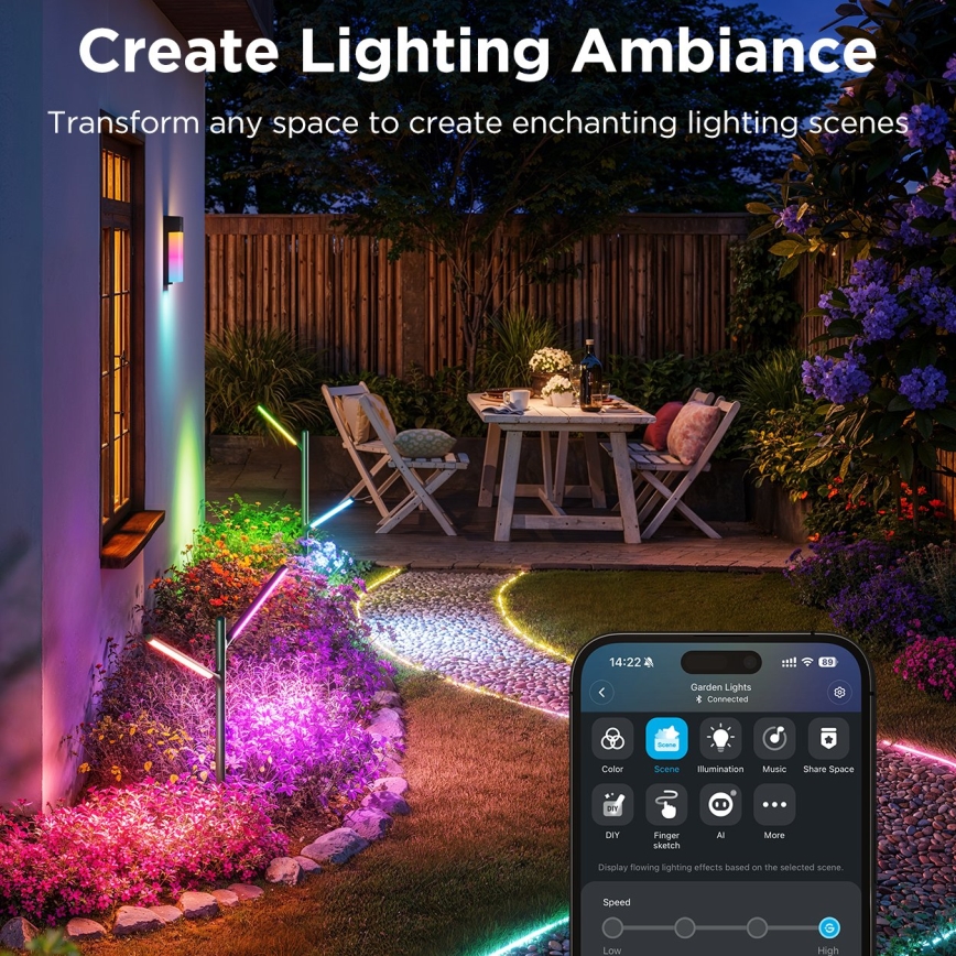 Govee - SET 2x LED RGBICWW Zatemnitvena zunanja svetilka LED/18W/230V IP66 2700-6500K Wi-Fi
