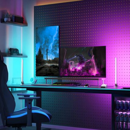 Govee - KOMPLET 2x Smart Gaming Wi-Fi LED RGBIC Panely + Smart Dual bela + daljinski upravljalnik