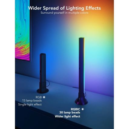 Govee - SMART LED RGBIC panel 38 cm za TV 43-75 - 2 kosa Wi-Fi