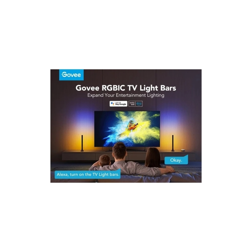 Govee - SMART LED RGBIC panel 38 cm za TV 43-75 - 2 kosa Wi-Fi