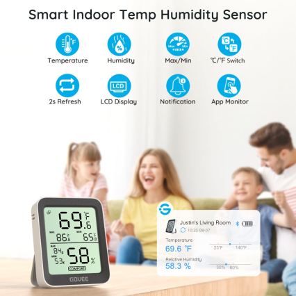 Govee - Termometer in merilnik vlažnosti z zaslonom 2xAAA