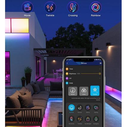 Govee - Zunanji Pro SMART RGBICWW zunanji LED trak 10m 2700-6500K Wi-Fi IP65
