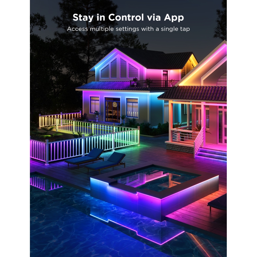 Govee - Zunanji Pro SMART RGBICWW zunanji LED trak 10m 2700-6500K Wi-Fi IP65