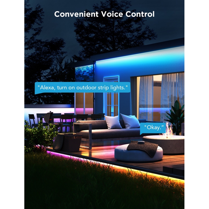 Govee - Zunanji Pro SMART RGBICWW zunanji LED trak 10m 2700-6500K Wi-Fi IP65