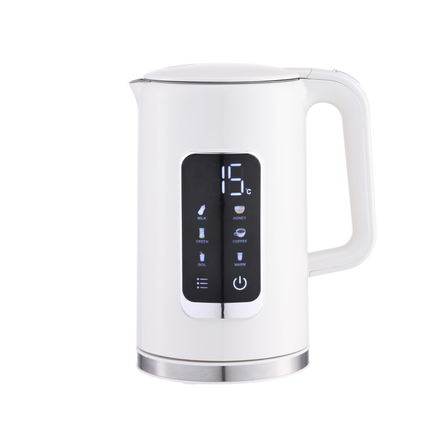 Grelnik vode z LCD zaslonom 1,7 l 2200W/230V bela + potovalna skodelica 450 ml