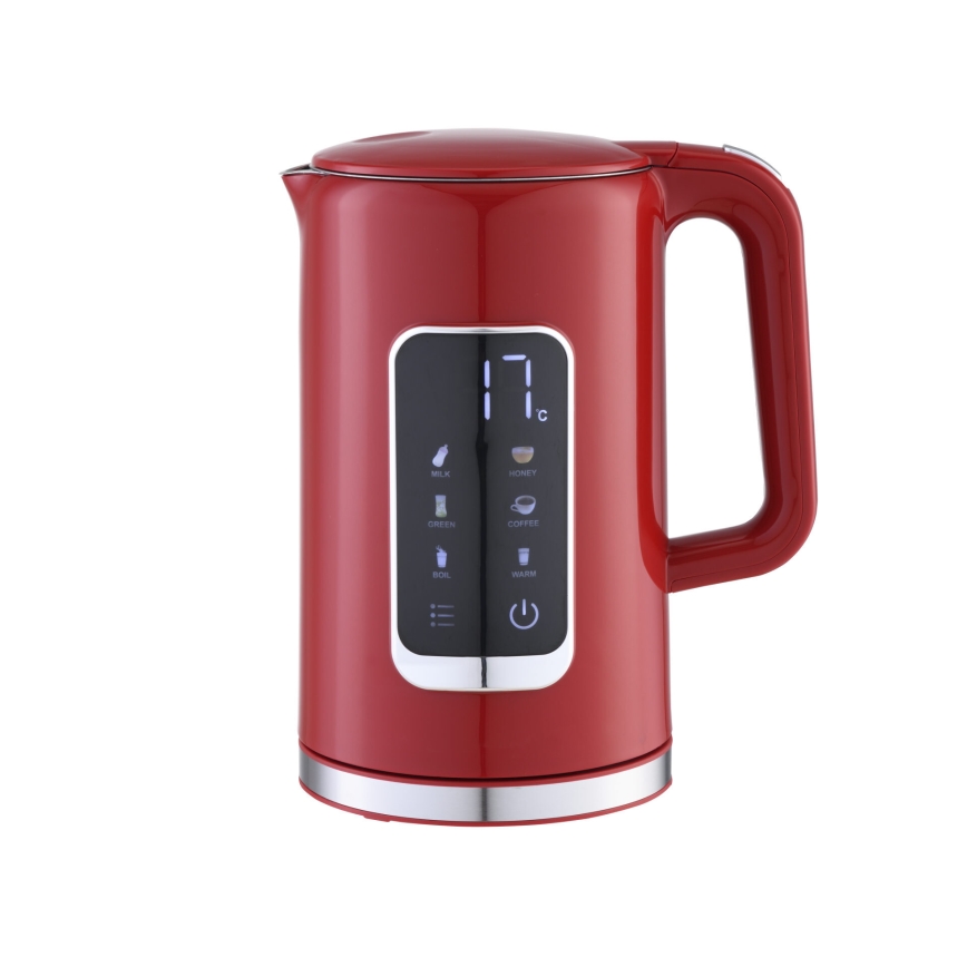 Grelnik vode z LCD zaslonom 1,7 l 2200W/230V rdeča + potovalna skodelica 450 ml
