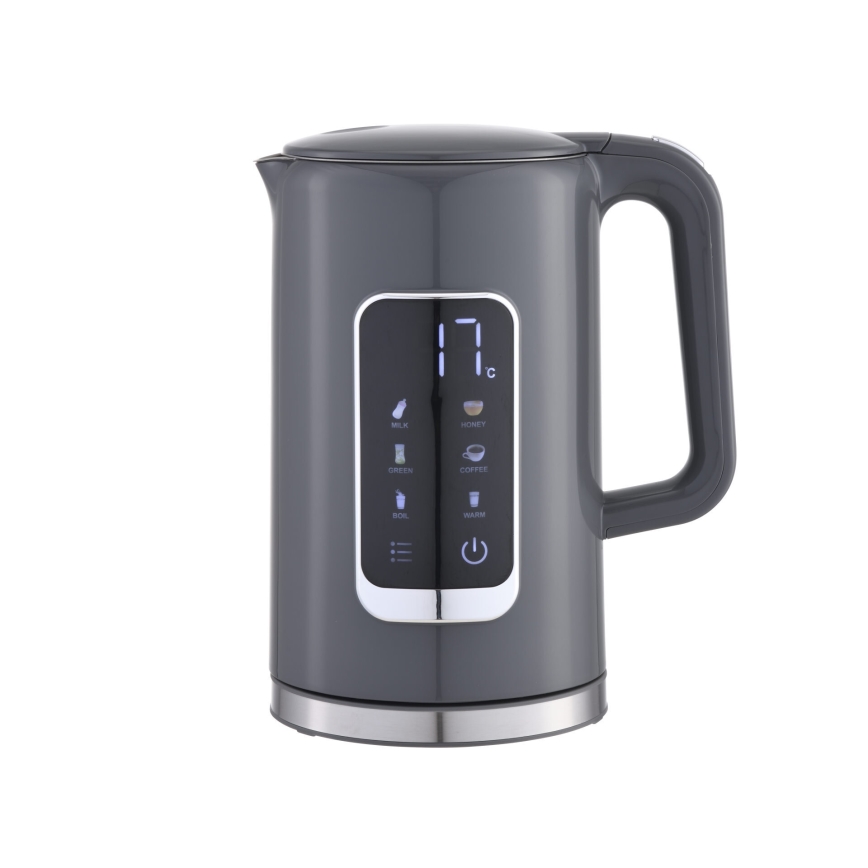 Grelnik vode z LCD zaslonom 1,7 l 2200W/230V siva + potovalna skodelica 450 ml