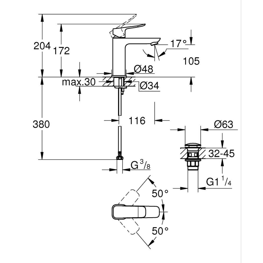 GROHE 1018330000 - Armatura za umivalnik DICE M, sijajni krom